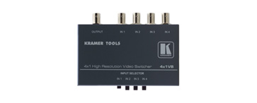 Kramer 4X1VB Mechanical Video Switcher, 4x1, Composite (BNC), Mini Series - Kramer Electronics USA, Inc.