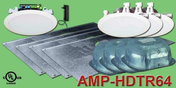 OWI AMP-HDTR64 6" Amplified, In Ceiling Speakers (Four-Speaker Package) - OWI