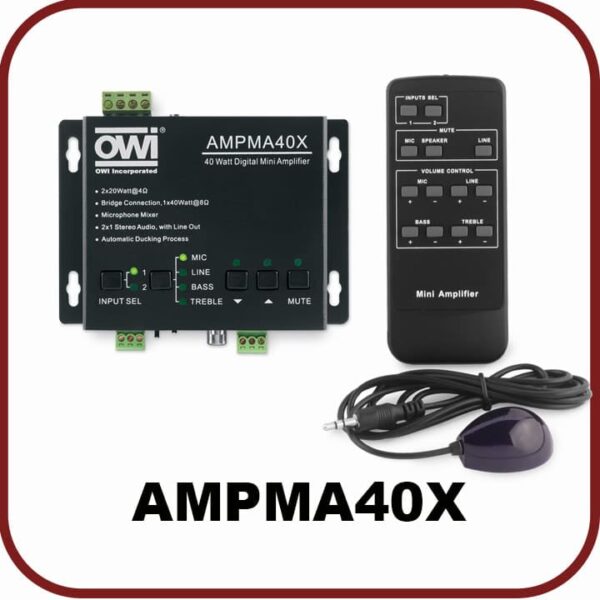 OWI AMPMA40X 40-Watt Digital Mini Amplifier with Mic Mixer and EQ - OWI