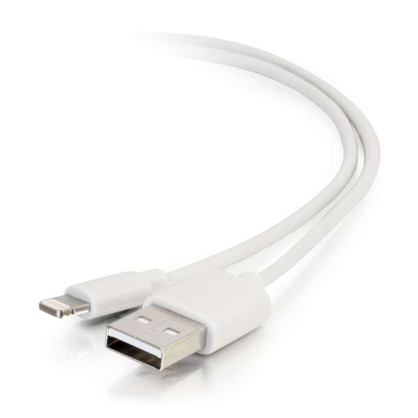 C2G 35498 3.3ft USB A (M) to Lightning Male Sync & Charging Cable (White) - C2G