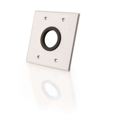 C2G 40546 1-Gang 1.5in Grommet Wall Plate - Brushed Aluminum - C2G