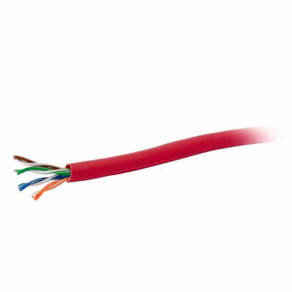 C2G 56008 500ft Cat5e Bulk Unshielded (UTP) Ethernet Network Cable with Solid Conductors - Riser CMR-Rated - Red - C2G