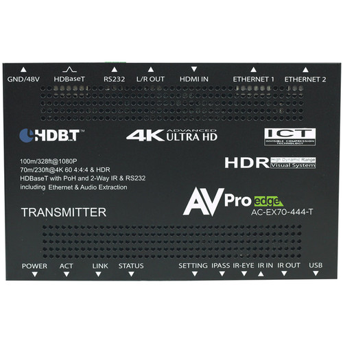 AVPro Edge AC-EX70-444-KIT 4K 4:4:4 HDMI 2.0 over HDBaseT Extender Kit (230') -
