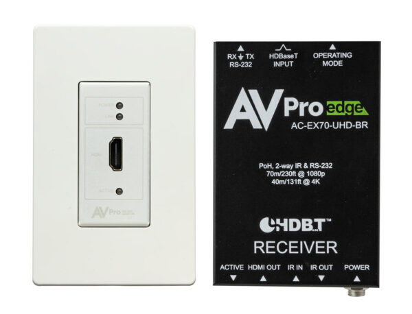 AVPro Edge AC-CXWP-HDMO-BKT HDMI over HDBaseT Wall Plate Transmitter & Receiver Basic Kit (White) - AVPro