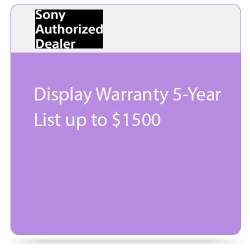 Sony SPSDISP01EW5 Display Warranty 5-Year List up to $1500 - Sony