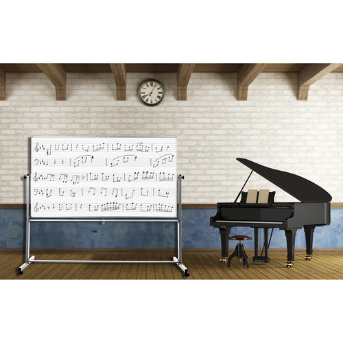 Luxor 72 x 48" Mobile Double-Sided Magnetic Music Whiteboard - Luxor