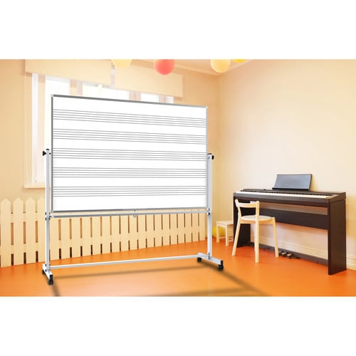 Luxor 72 x 48" Mobile Double-Sided Music Whiteboard -