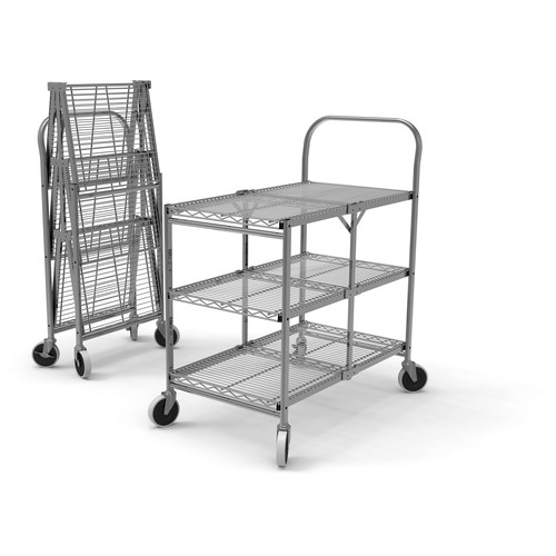 Luxor Three-Shelf Collapsible Wire Utility Cart - Luxor
