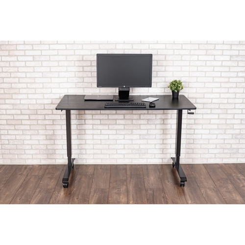 Luxor 60" Crank Adjustable Stand-Up Desk (Black Oak Desk, Black Frame) - Luxor