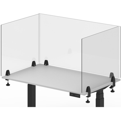 Luxor Reclaim Acrylic Desk Divider with Clamp-On Tabletop/Desk Mount (30 x 24", Clear) - Luxor