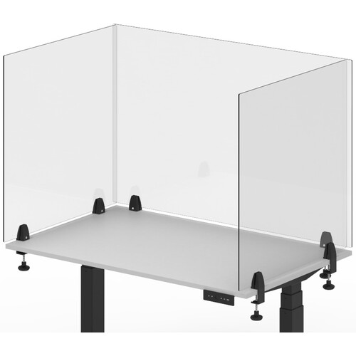 Luxor Reclaim Acrylic Desk Divider with Clamp-On Tabletop/Desk Mount (30 x 30", Clear) - Luxor