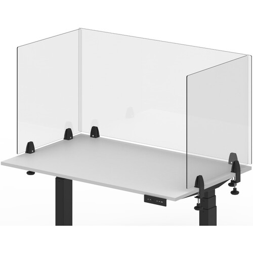 Luxor Reclaim Acrylic Desk Divider with Clamp-On Tabletop/Desk Mount (48 x 24", Clear) - Luxor