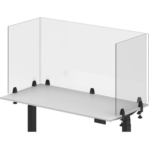 Luxor Reclaim Acrylic Desk Divider with Clamp-On Tabletop/Desk Mount (60 x 30", Clear) - Luxor