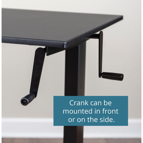 Luxor 60" Crank Adjustable Stand-Up Desk (Black Oak Desk, Silver Frame) - Luxor