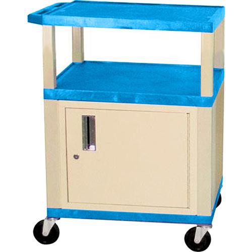 Luxor Tuffy 24 x 34 x 18" (WxHxD) Cart w/ Locking Cabinet (Blue) - Luxor