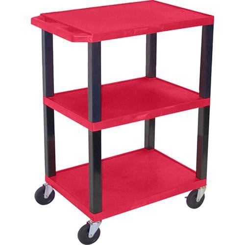 Luxor WT34SR Commercial Busing Cart (24 x 34 x 18", Red) - Luxor