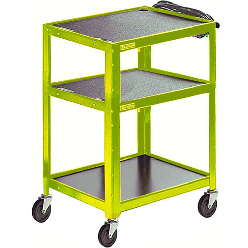 Luxor Steel Adjustable Height AV Cart with Three Shelves (Yellow) -
