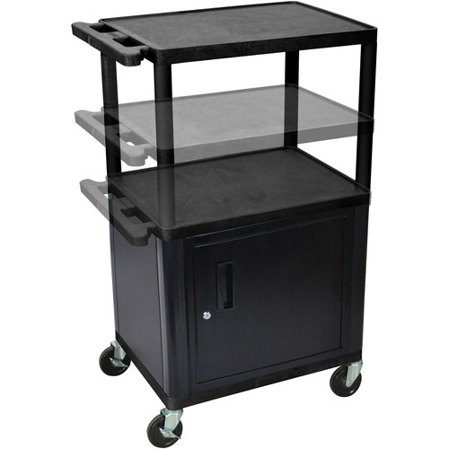 Luxor 16-42" Adjustable Height LP Table w/Cabinet/Electric (Black/Gray) - Luxor