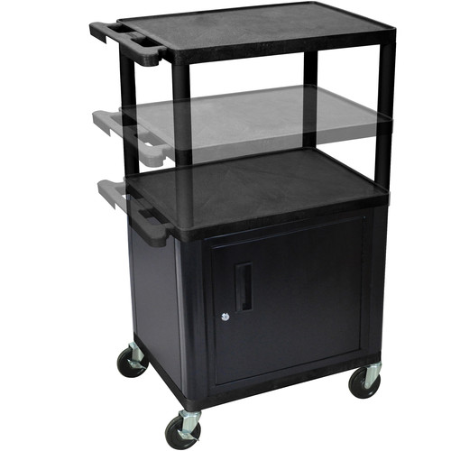 Luxor 16-42" Adjustable Height LP Table w/Cabinet (Black/Gray) - Luxor