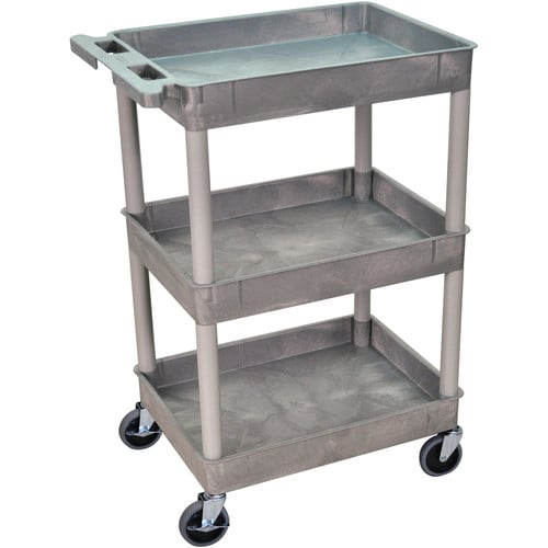 Luxor 24 x 18" Three-Shelf Utility Cart (Gray) - Luxor