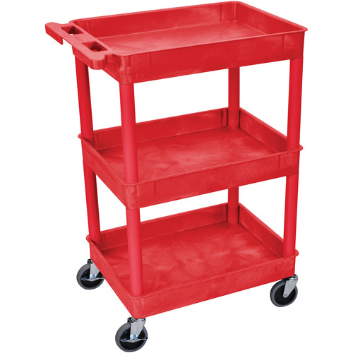 Luxor 24 x 18" Three-Shelf Utility Cart (Red) -