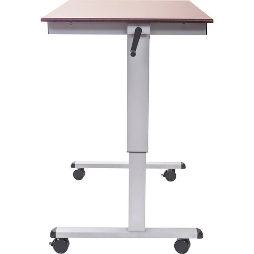 Luxor 48" Crank Adjustable Stand-Up Desk (Dark Walnut Desk, Silver Frame) - Luxor