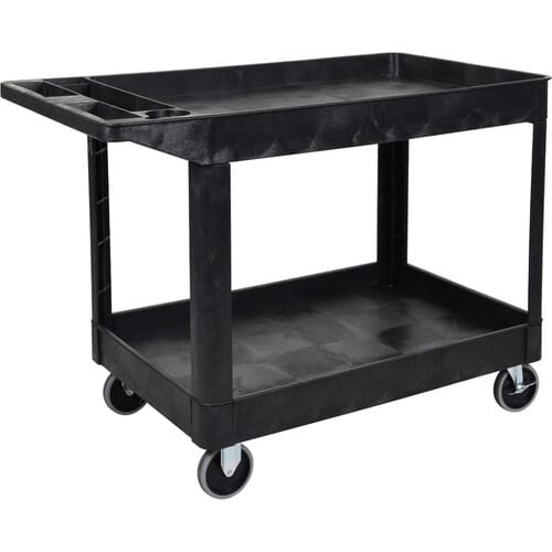 Luxor 24.5" X 45.5" Heavy Duty Utility Tub Cart - Two Shelves With Outrigger Utility Cart Bins - Luxor
