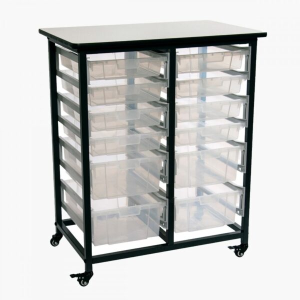 Luxor MBS-DR-8S4L-CL Mobile Bin Storage Unit - Double Row with Large and Small Clear Bins - Luxor