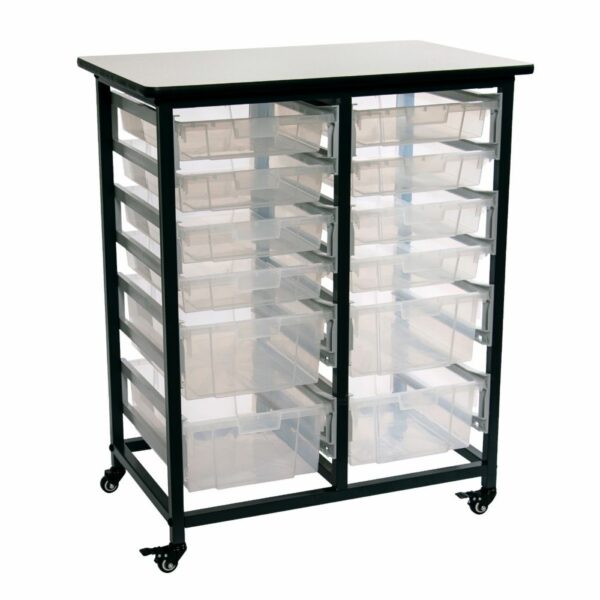 Luxor MBS-DR-8S4L-CL Mobile Bin Storage Unit - Double Row with Large and Small Clear Bins - Luxor