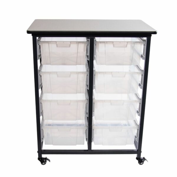 Luxor MBS-DR-8L-CL Mobile Bin Storage Unit – Double Row with Large Clear Bins - Luxor