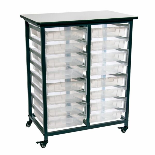 Luxor MBS-DR-16S-CL Mobile Bin Storage Unit - Double Row with Small Clear Bins - Luxor