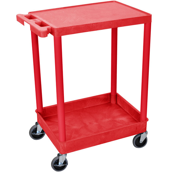 Luxor RDSTC21RD Red Two Shelf Utility Cart - Luxor