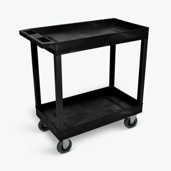 Luxor EC11SP5-B 32" x 18" Cart - Two Tub Shelf with 5" Casters - Luxor