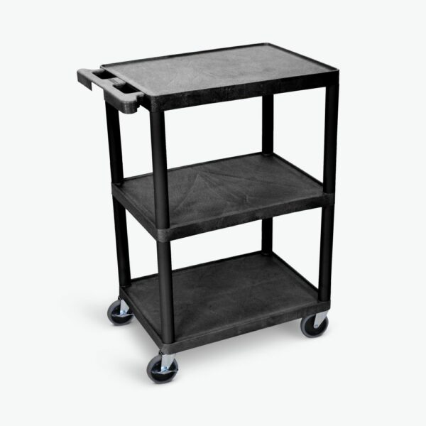 Luxor STC222-B Flat-Shelf Cart - Three Shelves - Luxor