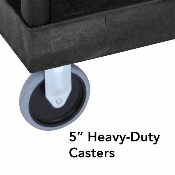 Luxor SEC11HD-B 24” x 18” Plastic Utility Tub Cart with Heavy Duty Casters – Two Shelf – Black - Luxor