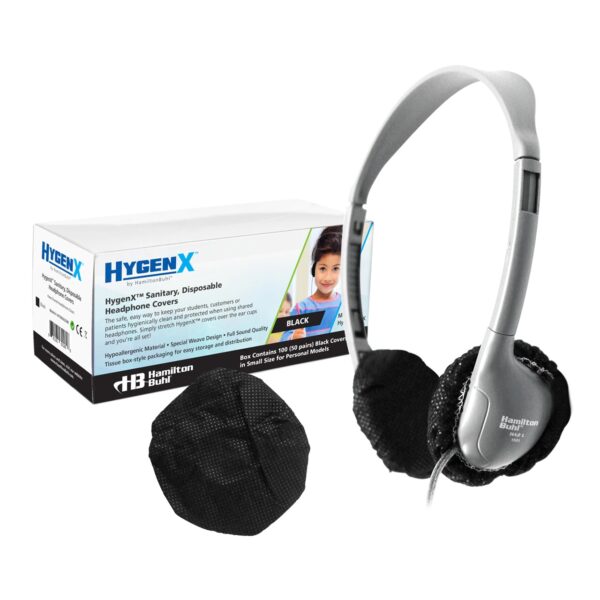 Hamilton HYGENX25BK HygenX Sanitary, Disposable Ear Cushion Covers (2.5" Black 50 Pairs) For On-Ear Headphones and Headsets -