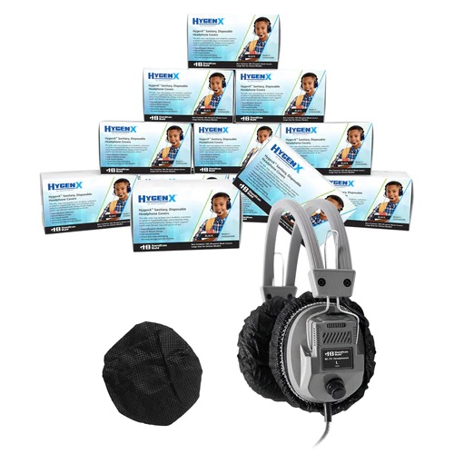 Hamilton HYGENXCP45BK HygenX Sanitary Ear Cushion Covers (4.5" Black, Master Carton 600 Pairs) for Over-Ear Headphones and Headsets - Hamilton Electronics Corp.