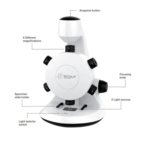 Hamilton SCT-S24 Scout™ Digital Microscope - STEM Microscope with Six Magnification Lenses and Slides - Hamilton Electronics Corp.