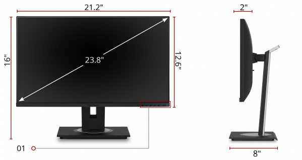 Viewsonic VG2455 24" Ergonomic 40-Degree Tilt 1080p IPS Monitor - ViewSonic Corp.