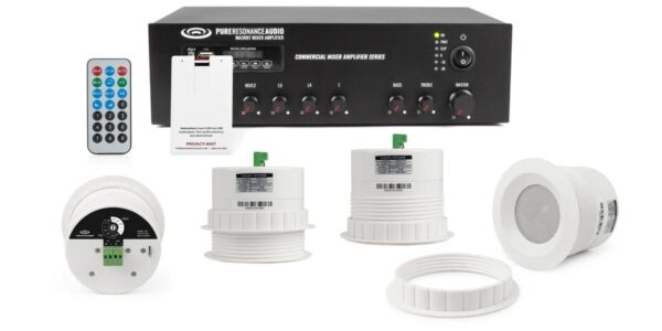 Pure Resonance Audio Sound Masking System Featuring 4 Ceiling Speakers & White Noise Sound Masking Generator - Pure Resonance Audio
