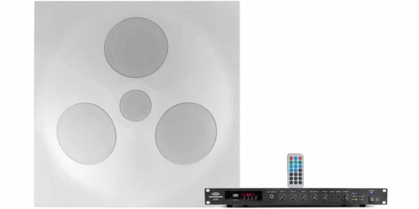 Pure Resonance Audio CFSS-SD5RMA120BT Conference Room Sound System Featuring a Ceiling Tile Speaker & Rack Mount Bluetooth Mixer Amplifier - Pure Resonance Audio