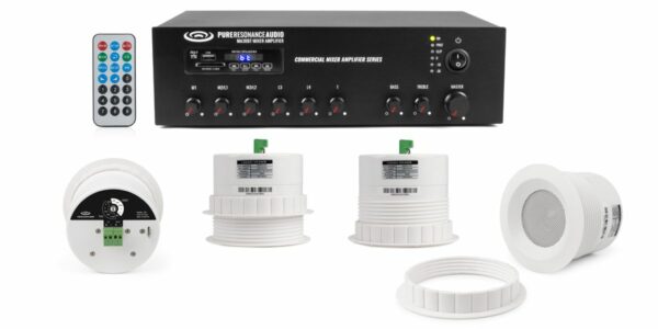 Pure Resonance Audio RTSS-4C3MA30BT Retail Store Sound System Featuring 4 Ceiling Speakers & Bluetooth Mixer Amplifier - Pure Resonance Audio