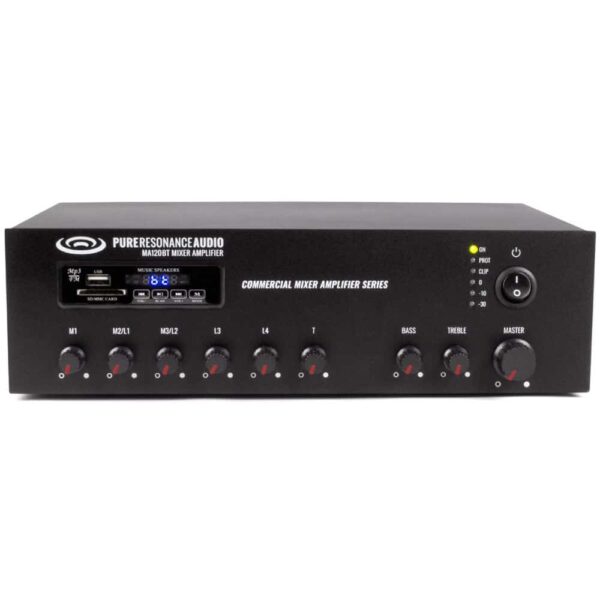 Pure Resonance Audio PRA-MA120BT 120W Commercial Mixer Amplifier with Bluetooth - Pure Resonance Audio
