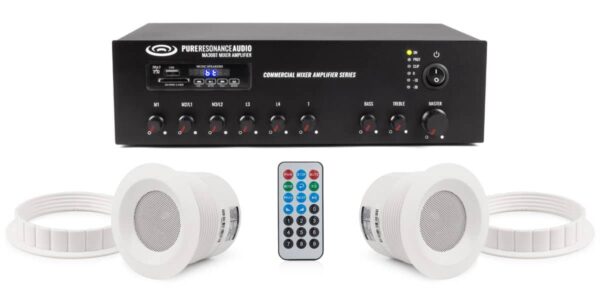 Pure Resonance Audio MDSS-2C3MA30BT Auxiliary Area Sound System Featuring 2 Ceiling Speakers & Bluetooth Mixer Amplifier - Pure Resonance Audio