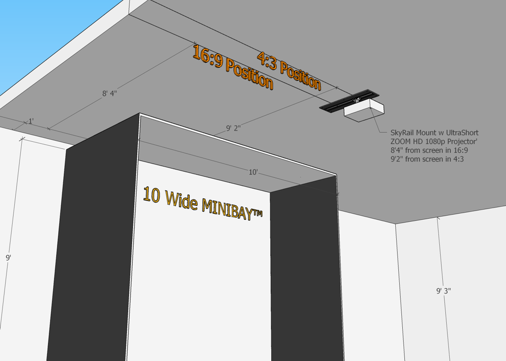 SkyRail XL Sliding Ceiling Projector Mounts for Golf Simulators - SkyRail