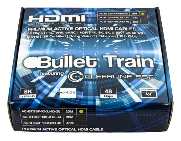 Bullet Train AC-BTSSF-10KUHD-60-MP 60 Meter AOC Active Optical Cable w/ 48Gbps Optics & Cleerline SSF Fiber Inside, CL2/3, Plenum, UL (196.85 FT) QTY 5 - Bullet Train
