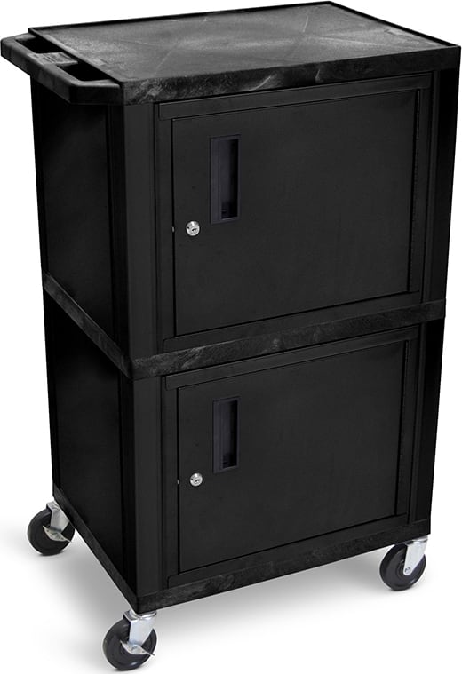 Luxor WT50B 50" Height Tuffy Cart With Double Cabinet, Black - Luxor