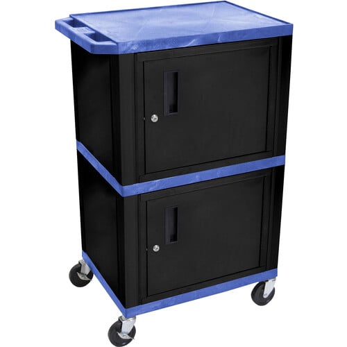 Luxor WT50BU-B 50" Height Tuffy Cart With Double Cabinet, Black and Blue - Luxor