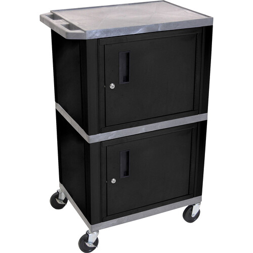 Luxor WT50GY-B 50" Height Tuffy Cart With Double Cabinet, Black and Gray - Luxor