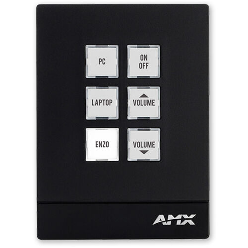 AMX FG5793-06P-BL MKP-106P-BL Massio 6-Button Ethernet Keypad, Portrait, Black - AMX